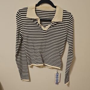 Cider Black and Cream Striped Top